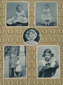 Elizabeth II a princezna Margaret jako děti (černobílá fotografie) od Unbekannter Künstler