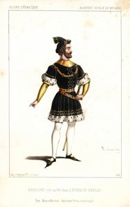 Anglický barytonista Paul-Bernard Barroilhet jako král v Lazebníku sevillském Michaela Balfeho, Royal Academy of Music od Unbekannter Künstler