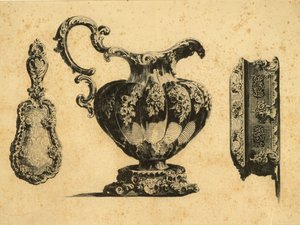 Rytina zobrazující tři kosmetické doplňky od prince Pavla (Paula) Grigorjeviče Demidoffa (1738-1821) od Unbekannt