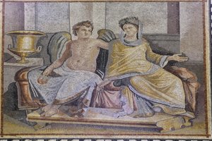 Eros a Psyché, mozaika ze Zeugmy, Muzeum mozaiky Zeugma, Gaziantep, oblast jihovýchodní Anatolie, Anatolie, Turecko, Asie od Unbekannter Künstler