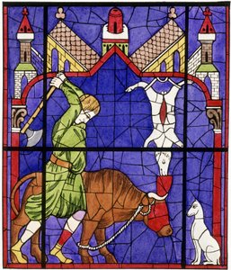 Faksimile vitráže katedrály Notre-Dame de Chartres zobrazující řezníka od Unbekannter Künstler
