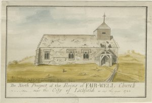 Farewell Church: kolorovaná perokresba, 1744 od Unbekannt
