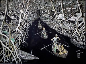 Muzeum výtvarného umění, Ca Mau Guerrillas by Thai Ha, Lakované rytí, Ho Či Minovo Město, Vietnam, 2018