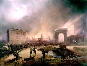 Požár a dobytí Říma italskou armádou 20. září od Unbekannter Künstler