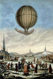 První Montgolfierův výstup balónem v Annonay od Unbekannter Künstler