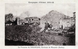 První světová válka (1914-1918) - Východní tažení: Fontána Negocani v Srbsku (v současné době Makedonie) - Pohlednice od William M. Timlin