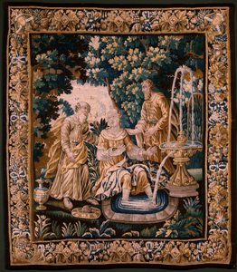 Flämischer Wandteppich. Susanna und die Ältesten. Atelier von Oudenaarde von 