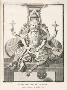 Vierte Inkarnation von Vishnu, halb Mensch und halb Löwe von Unbekannt