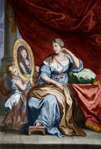 Francoise de Rochechouart de Mortemart, markýza z Montespanu (1641-1707), řečená Athenais, milenka francouzského krále Ludvíka XIV, kolorovaný rytecký dokument od Unbekannter Künstler