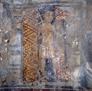 Freska v kostele Agios Georgios, Plemeniana, Kréta, Řecko (foto)