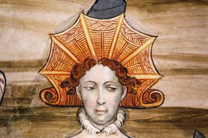Fresky baronského sálu (15. století), detail, hrad Della Manta, Manta (Cuneo), Piemont, Detail, Itálie od Benjamin Baud