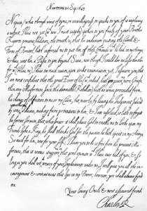 Přátelský dopis Karla I. jeho synovci, princi Maurice, napsaný v Newtown, Powys, Wales, 20. září od Unbekannt