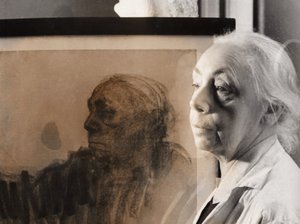 Německý malíř, grafik a sochař Kaethe Kollwitz, Německo kolem roku 1940 (čb foto) od Unbekannter Künstler