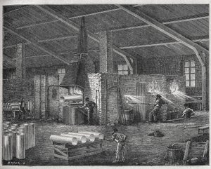 Sklářství, asi 1880 (rytina) od Unbekannter Künstler