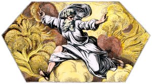 Bůh stvořil nebe a zemi - kolorovaná rytina z 19. století, z lodžie ve Vatikánu (Itálie), autor Raffael (Raffaello Sanzio) od Unbekannter Künstler