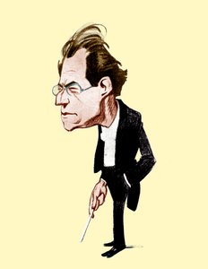 Gustav Mahler. Karikatura Oscara Garvense Rakouský skladatel, 7. července 1860 - 18. května 1911. Oscar Garvens 1874-1951 od Unbekannt