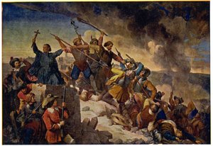 Historie. Česká republika (Čechy). Třicetiletá válka. Obrana Prahy před švédskou armádou vedenou Hansem Christoffem von Königsmarckem, 25. července od Unbekannter Künstler