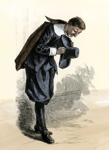 Historie osadníků a dobývání Západu: Američtí průkopníci. Puritánské naklánění hlavy v Nové Anglii. Kolorovaná rytina z 19. století. od Unbekannter Künstler