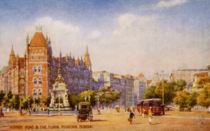 Hornby Road a Květinová fontána, Bombaj (Bombaj) od Unbekannter Künstler