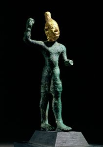 Idol boha bouře Baala, ze Sýrie, doba bronzová (asi 1350-1250 př.nl) (bronz a zlato) od Unbekannt