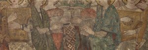Interiér. Severní přechod. Oltář (Altar de las pinturas murales). Originál z hlavní kaple. Nástěnné malby (fresky?). Detail. Konec 14. století. od Unbekannt