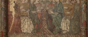 Interiér. Severní přechod. Oltář (Altar de las pinturas murales). Originál z hlavní kaple. Nástěnné malby (fresky?). Detail. Konec 14. století. od Unbekannt