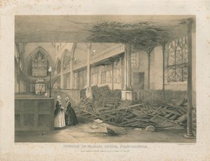 Interiér Walsall Church - tónovaná litografie, [říjen 1847] od Unbekannt