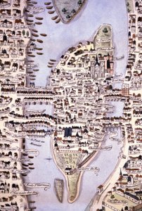 Mapa ostrova města, Paříž, asi 1540 (rytina) od Unbekannter Künstler