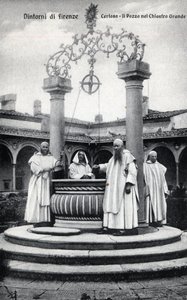 Itálie, Florencie, Chartreuse z Galluzzo (Certosa del Galluzzo): studna ve velkém ambitu - Pohlednice konec 19.-20. od William M. Timlin