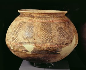 Dóza s geometrickým zdobením ve stylu Halaf, cca 4500 př. n. l. (terakota) od Unbekannt