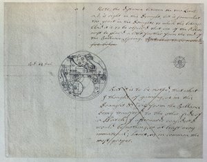 Návrh Johna Harrisona pro „menší hodinky“, o kterém se zmínil Board of Longitude dne 19. června 1755, ze souboru mechanických poznámek a kreseb sestavených Johnem Harrisonem (1693-1776) a jeho synem Williamem (asi 1726-72) (pero a inkoust na papíře) od Unbekannt