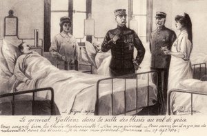 Joseph Gallieni na návštěvě u zraněných od Unbekannter Künstler