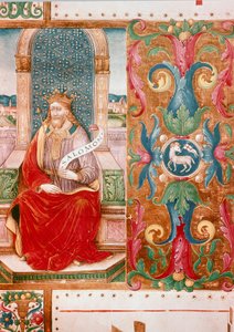 Král Šalamoun na trůně Iluminovaná lettrína z rukopisu paní K C 43, Florencie, Museo del 