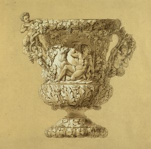 Velký džbán vína. Sépiová kresba akvarelem od Charlese Nicolase Odiota (Charles-Nicolas Odiot (1789-1868), cca 1834. od Unbekannt