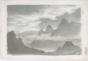 Vrstvy stratusu, které se vinou po horských svazích, asi 1803-1811 od Unbekannter Künstler