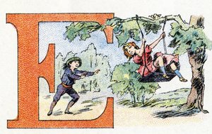Písmeno E: Scarpolette. Abeceda fosfátu Falieres . Rytina. Brevete abeceda S.G.D.G. od lékárníka Pierre Emile Falieres . Ilustrace v chromolitografii, konec 19. století. 16 stran. Rozměr: 103 x 154 mm od Unbekannt