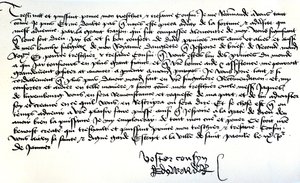 Dopis krále Edwarda IV Františkovi II., vévodovi z Bretaně, s žádostí o pomoc při obnově jeho království, napsaný v Saint-Pol, 9. od Unbekannt