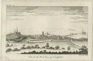 Lichfield - South West View: rytina, nd [c 1764] od Unbekannt