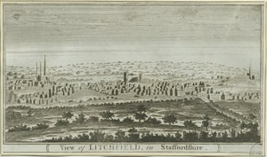 Lichfield - South West View: rytina, nd [c 1780-85] od Unbekannt