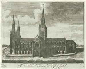 Katedrála Lichfield - South View: rytina a [? 18. století] od Unbekannt