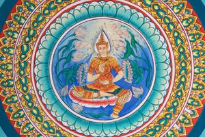 Život Buddhy. Stropní umělecká díla zobrazující život Buddhy. Wat Inpeng. Vientiane. Laos, 20151029, Vientiane, Laos od Unbekannt