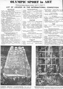 Seznam vítězů cen za architekturu, umění, sochařství, literaturu, drama a hudbu na olympijských hrách v Londýně 1948 (litho) od Unbekannt