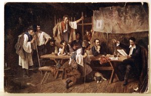 Literatura. Maďarský básník Petofi, pohlednice kolem roku 1848, Maďarsko, kolem roku 1900 (pohlednice) od Unbekannter Künstler