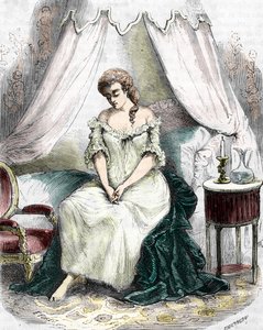 Madame du Barry zavřená v opatství Pont-aux-Dames v roce 1774. 19. století (rytina)