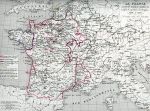Mapa Francie za Karla VII. a po vyhnání Angličanů v letech 1422-1461 (Mapa Francie za Karla VII.) Deska z Houzova "Atlasu Universel". od Unbekannter Künstler