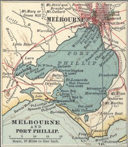 Mapa Melbourne, kolem roku 1900 (rytina) od Unbekannter Künstler