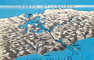 Mapa Panamského průplavu od Unbekannter Künstler