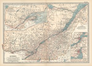 Mapa Quebecu, Kanada, kolem roku 1900 (rytina) od Unbekannter Künstler