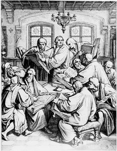 Martin Luther překládá Bibli svatou z latiny do němčiny od Unbekannter Künstler