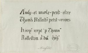 Mayfield Church – Nápis Thomasu Rollestonovi: kresba perem, nd [? 18. století] od Unbekannt